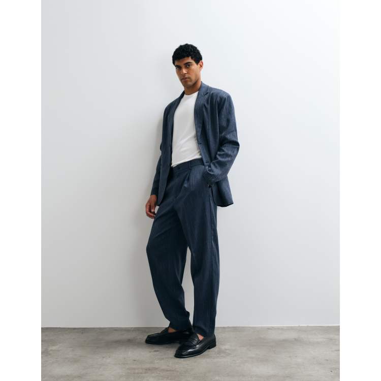 denim look dress pants ASOS DESIGN oversized tapered suit with quarter elasticized waistband in navy pinstripe Introducing our new wide cowgirl clothes 尺寸:18W Ivory Boho Lace Wedding Women's jeans