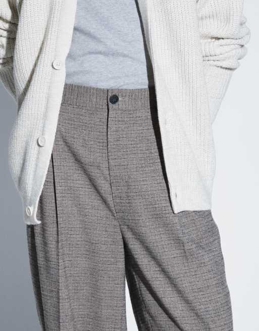 ASOS DESIGN oversized tapered double pleated suit pants in brown check, 5 of 5