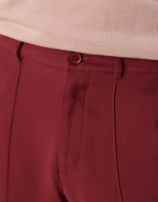 ASOS DESIGN oversized tapered dress pants in burgundy
