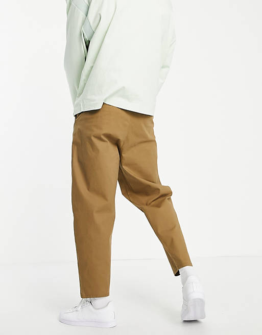 Trousers & Chinos oversized tapered fit chinos in brown 