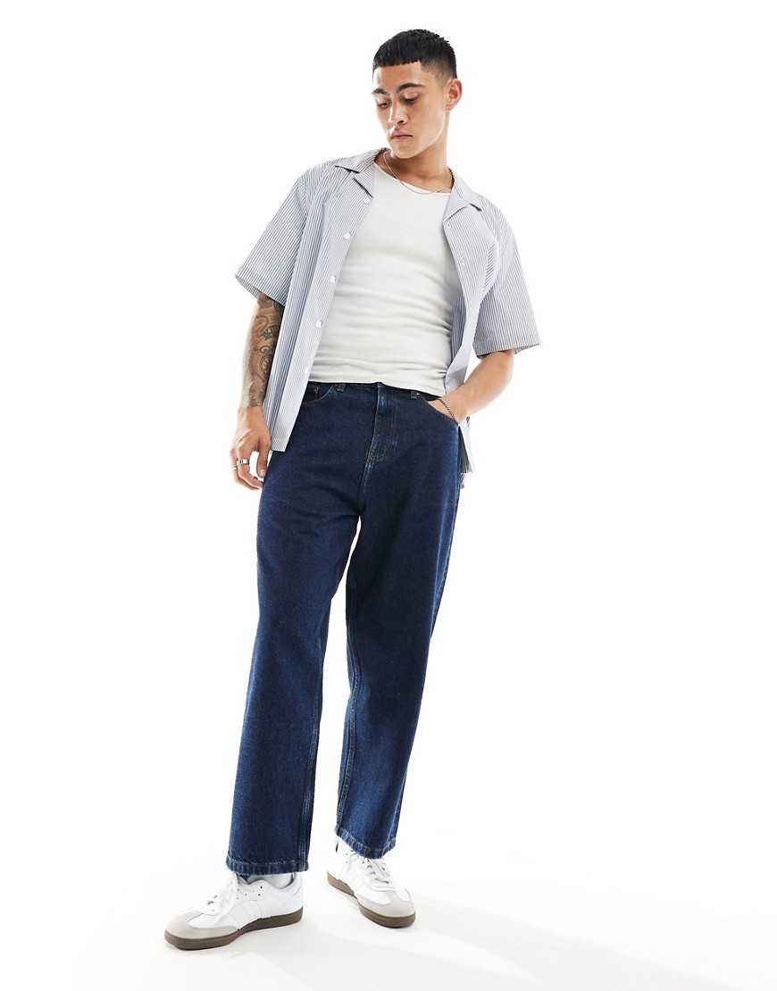 ASOS DESIGN oversized tapered fit jeans in dark wash blue