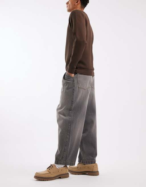 ASOS DESIGN oversized tapered fit jeans in washed gray, 2 of 5