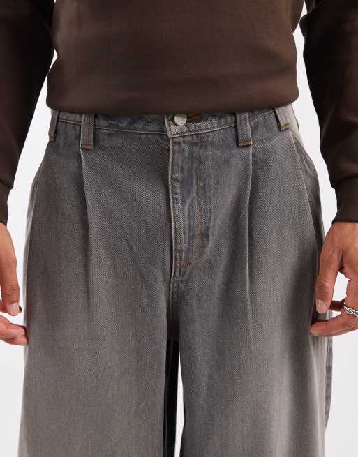 ASOS DESIGN oversized tapered fit jeans in washed gray, 4 of 5