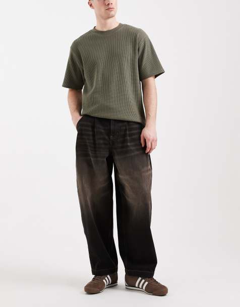 ASOS DESIGN  oversized tapered fit jeans with brown tint in washed black