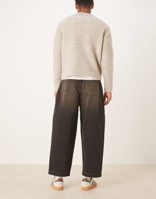 Asos Design Oversized Tapered-fit Jeans With Brown Tint In Neutral