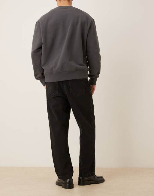 ASOS DESIGN oversized tapered jeans in black with pleats (part of a set), 2 of 5