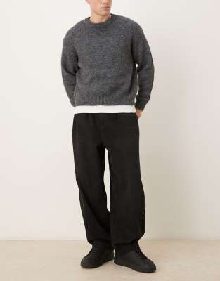Asos Design Oversized Tapered Jeans In Black