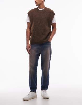 Asos Design Oversized Tapered Jeans In Blue
