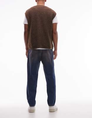 Asos Design Oversized Tapered Jeans In Blue