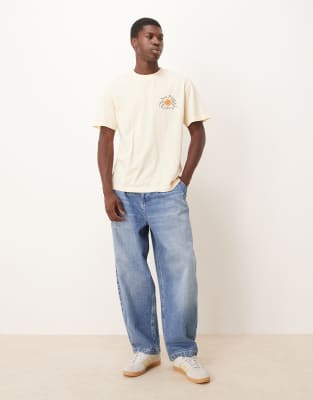 Asos Design Oversized Tapered Jeans In Blue