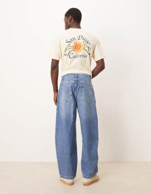 Asos Design Oversized Tapered Jeans In Blue
