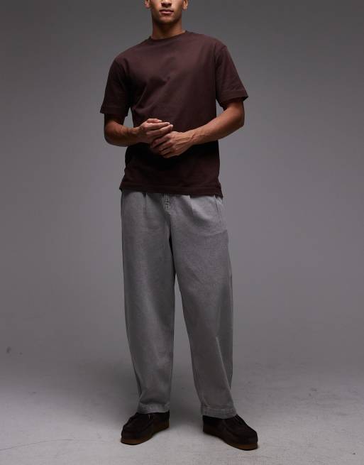 ASOS DESIGN oversized tapered jeans in stone with tint