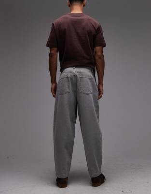 Asos Design Oversized Tapered Jeans In Gray