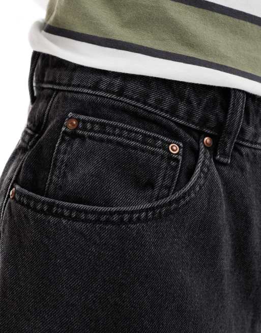 ASOS DESIGN oversized tapered jeans in washed black, 3 of 5