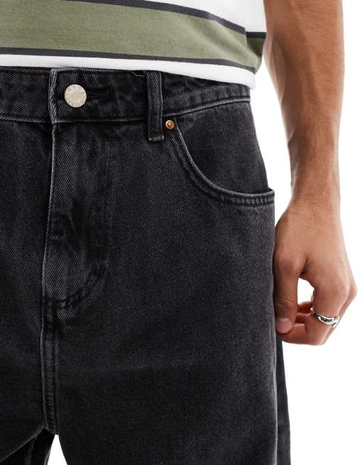 ASOS DESIGN oversized tapered jeans in washed black