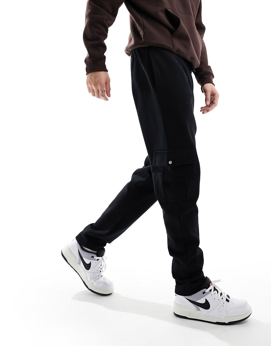 ASOS DESIGN oversized tapered joggers with cargo pocket detail in black