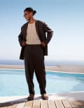 [ASOS DESIGN] ASOS DESIGN oversized tapered lightweight suit pants in grey XS Gunmetal