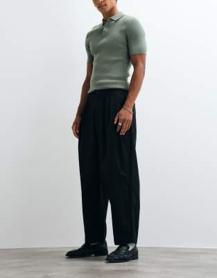 Asos Design Oversized Tapered Pants In Black