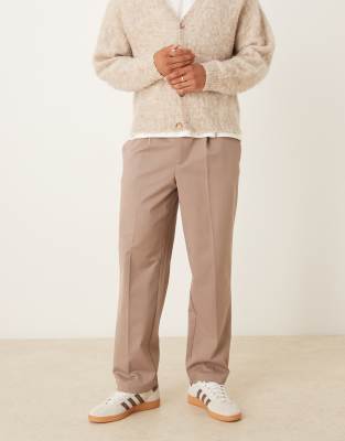 Asos Design Oversized Tapered Pants In Neutral