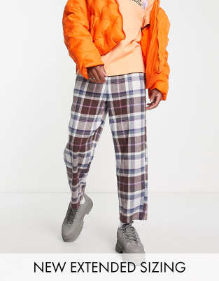 Asos Design Oversized Tapered Pants In Brushed Check-multi In Multi