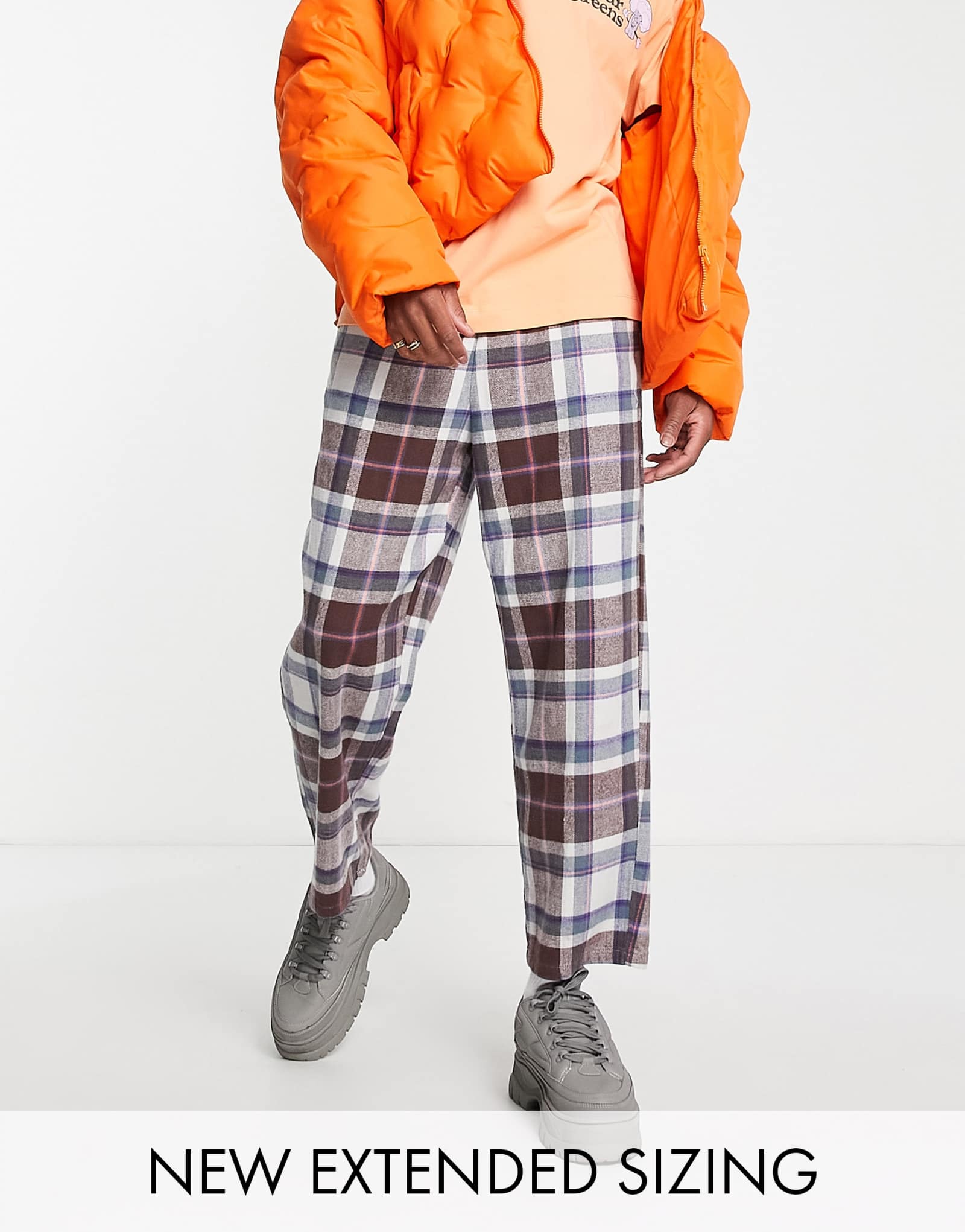 Зауженные брюки оверсайз от ASOS DESIGN в матовую клетку