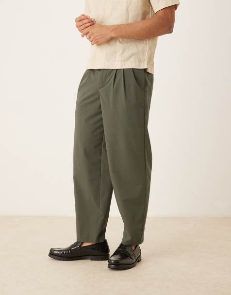 ASOS DESIGN oversized tapered pants in green - view 1
