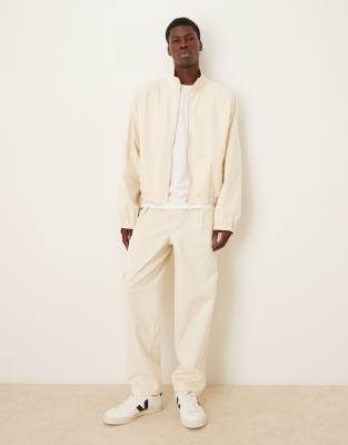 Asos Design Oversized Tapered Pants With Deep Pleat Detail In Neutral