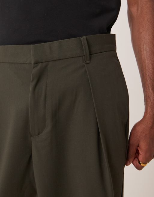 ASOS DESIGN oversized tapered pants with deep pleat in grey