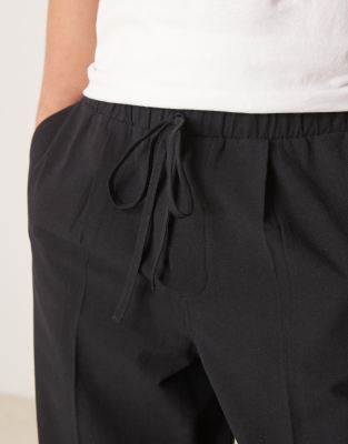 Asos Design Oversized Tapered Pants With Elasticated Waist In Black
