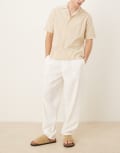 [ASOS DESIGN] ASOS DESIGN oversized tapered pants with waistband detail in white W32 WHITE