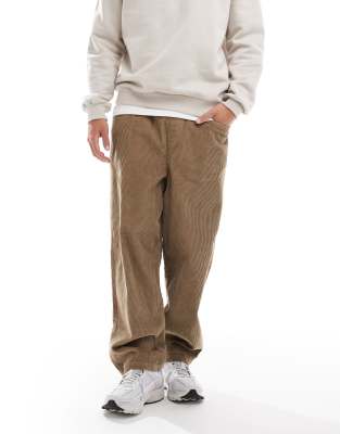 Asos Design Oversized Tapered Pull-on Pants In Brown