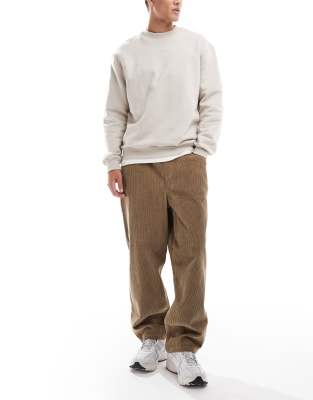 Asos Design Oversized Tapered Pull-on Pants In Brown