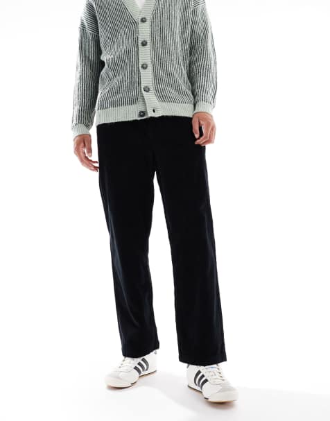 ASOS DESIGN oversized tapered pull-on pants in black corduroy - view 1