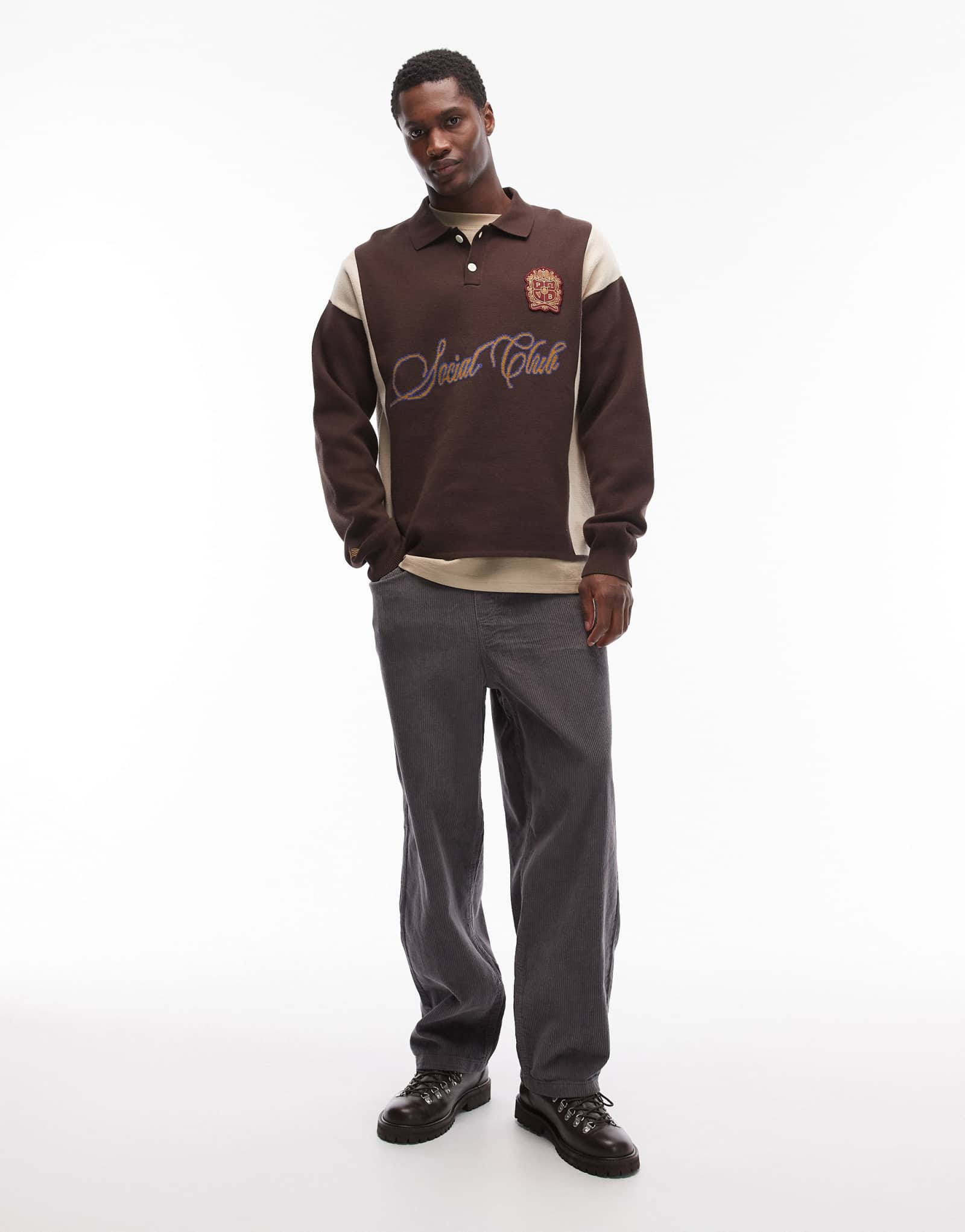 Зауженные брюки-трансформеры ASOS DESIGN oversize из темно-серого вельвета