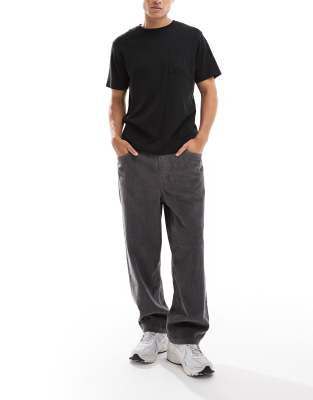 Asos Design Oversized Tapered Pull-on Pants In Gray
