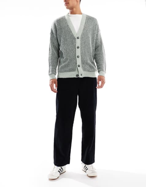 ASOS DESIGN oversized tapered pull on trousers in black corduroy - view 1