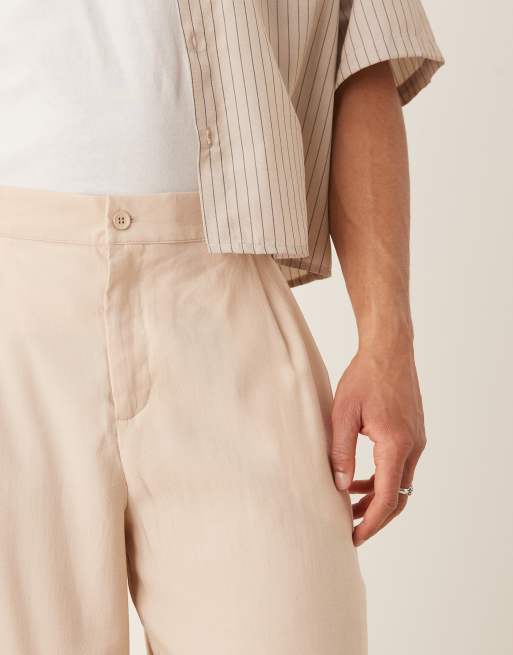 ASOS DESIGN oversized tapered smart pants in beige, 4 of 5
