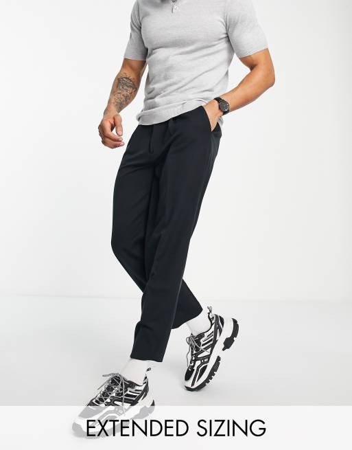 ASOS DESIGN oversized tapered smart pants in black