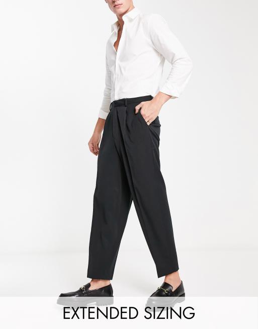 ASOS DESIGN oversized tapered smart pants in black