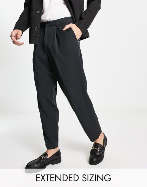 ASOS DESIGN oversized tapered smart pants in black