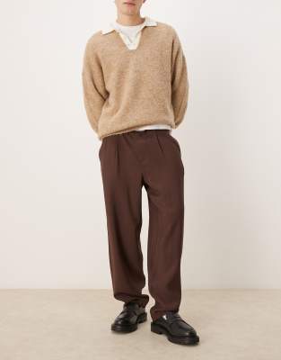 Asos Design Oversized Tapered Smart Pants In Brown
