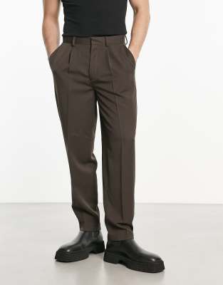 ASOS DESIGN oversized tapered smart pants in chocolate brown | ASOS