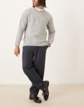[ASOS DESIGN] ASOS DESIGN oversized tapered smart pants in navy stripe with turn up hem W28 NAVY