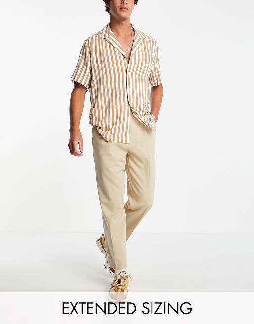 ASOS DESIGN oversized tapered smart pants in stone