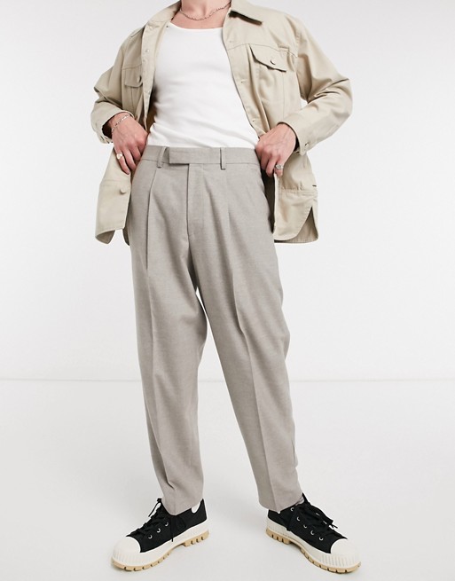 ASOS DESIGN oversized tapered smart trouser in grey flannel