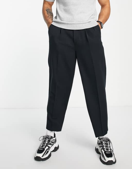 ASOS DESIGN oversized tapered smart trousers in black