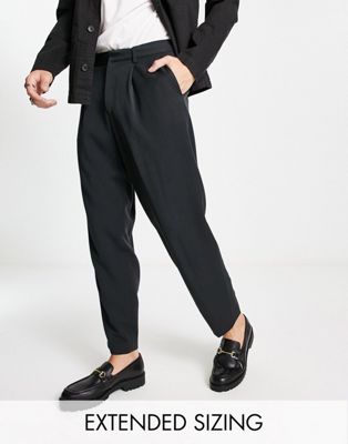 ASOS DESIGN oversized tapered smart trousers in black