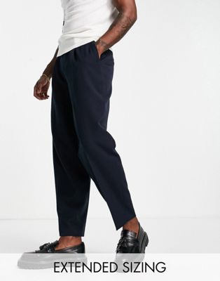 ASOS DESIGN oversized tapered smart trousers in navy