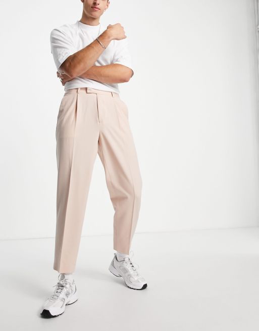ASOS DESIGN oversized tapered smart trousers in pink