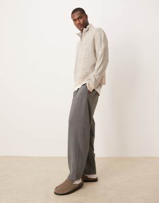 asos ASOS DESIGN oversized tapered smart trousers with double pleat in grey